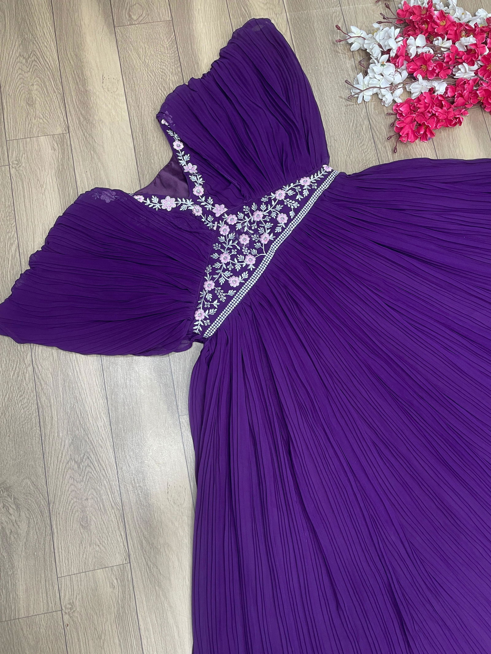 PC 397 Embroidery faux Georgette Party Wear Gown Wholesale Shop In Surat